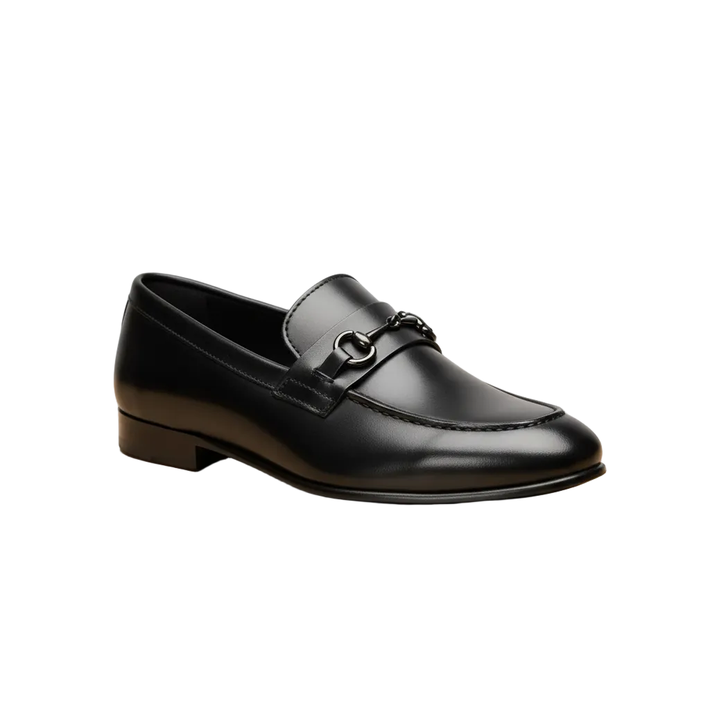 MARINO-Leather Metal Buckle Loafer
