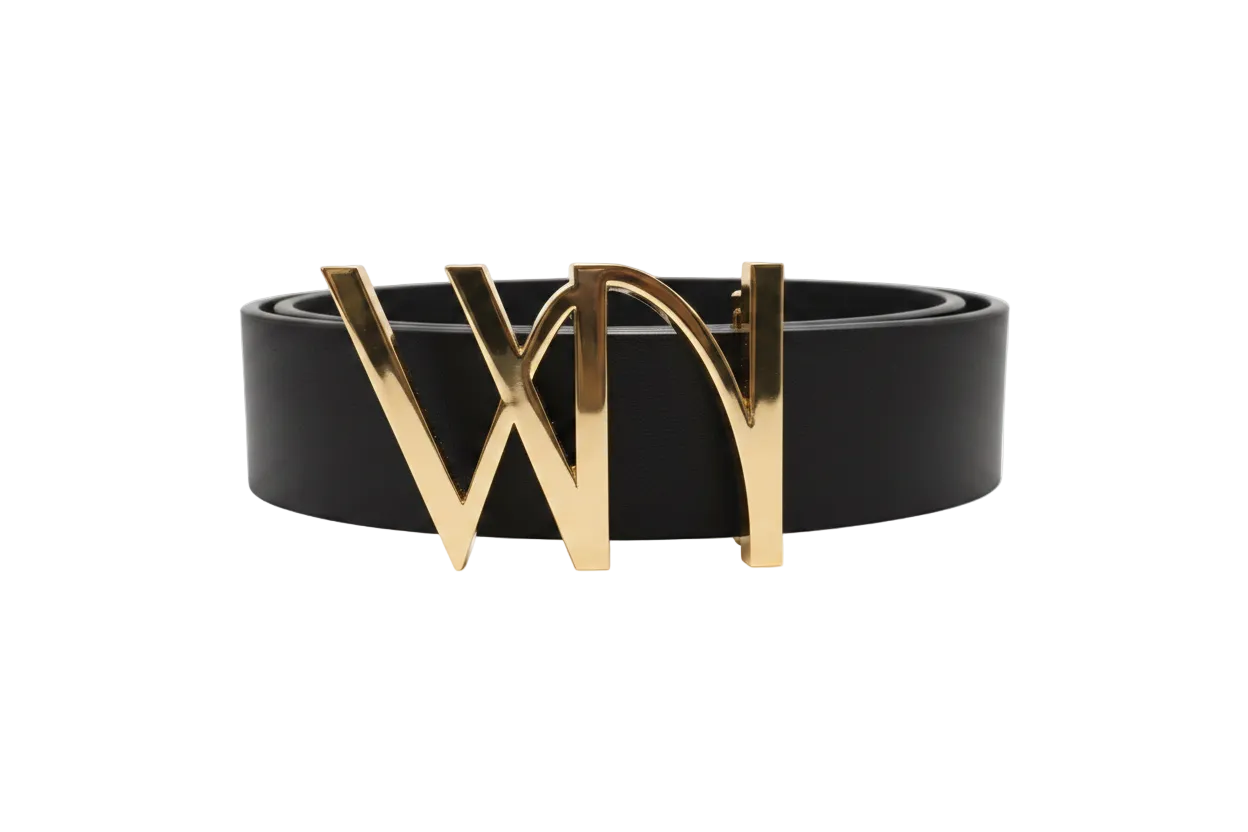 Whiskey Neat Signature Monogram Leather Belt