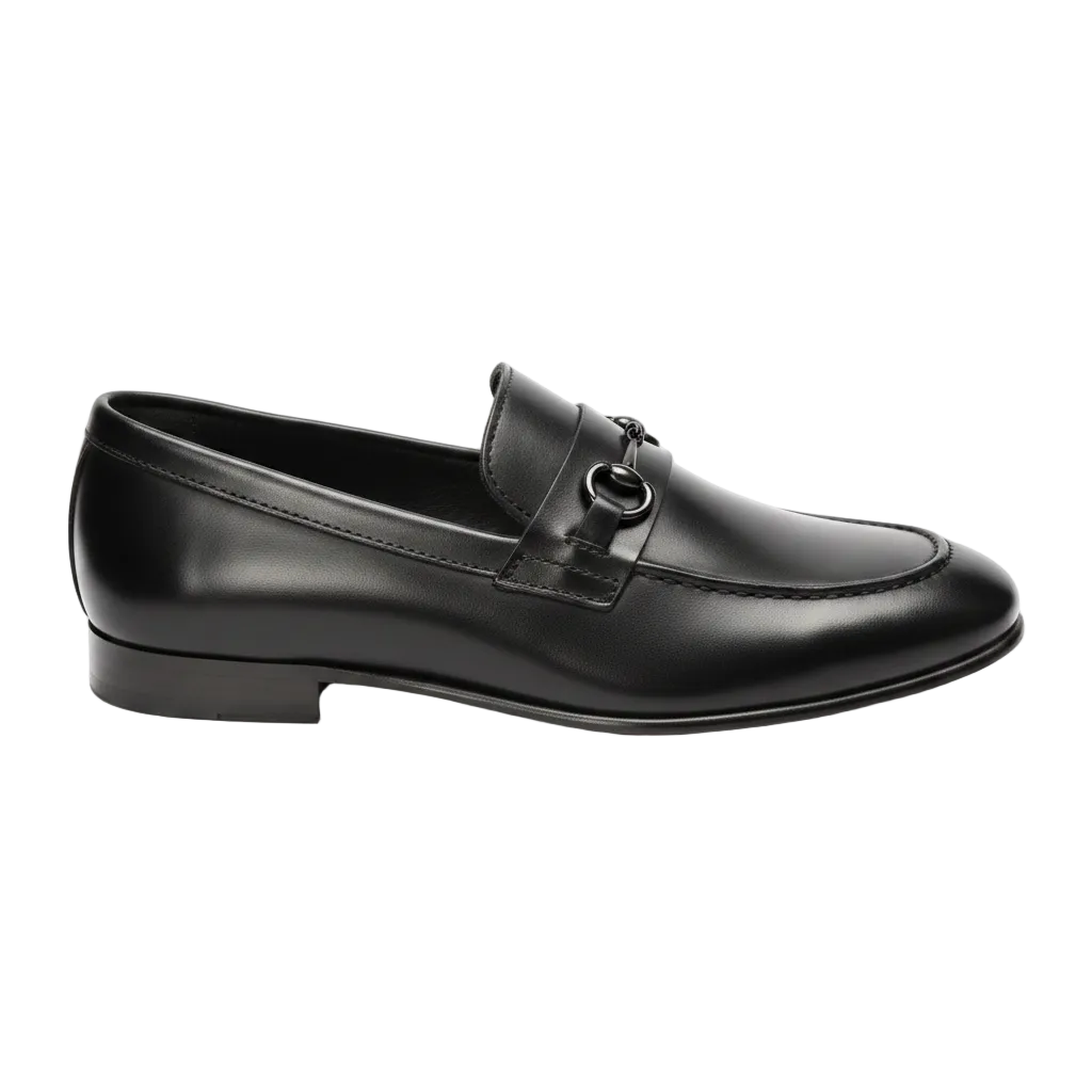 MARINO-Leather Metal Buckle Loafer